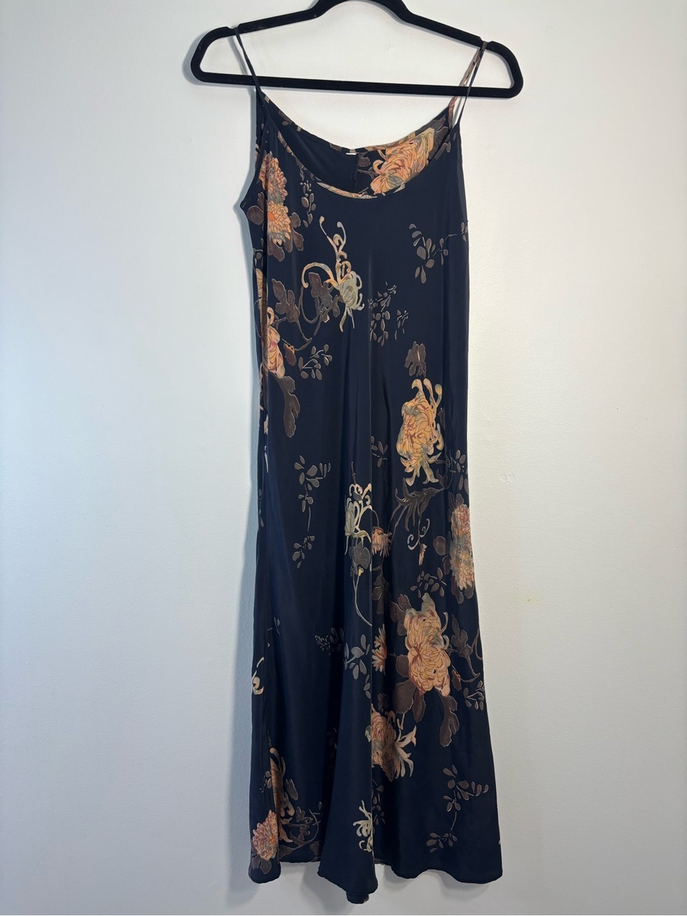 Navy Floral Slip Dress - Elegant Printed Maxi